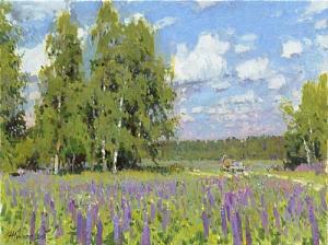 Березы. Люпины. Лето