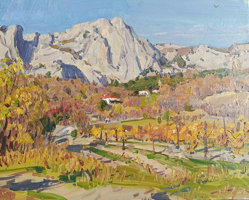 Крымский осенний пейзаж с виноградниками
