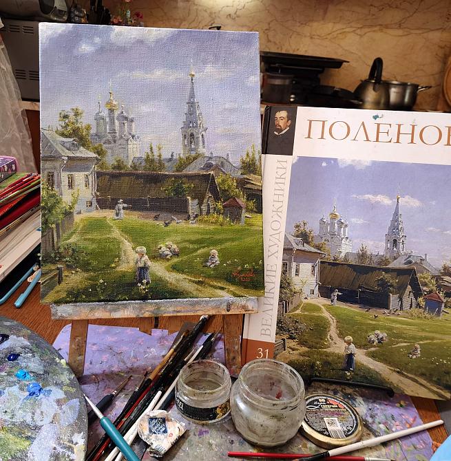Московский дворик.  Копия В.Д.Поленова, фрагмент. 